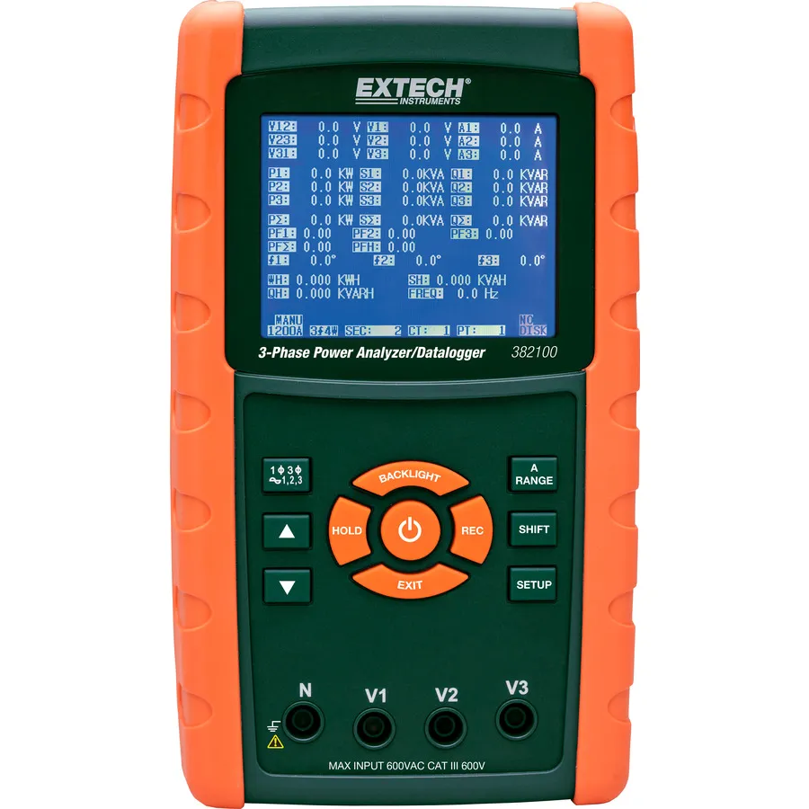 Extech 382100 Analizador de Potencia/Registrador de Datos