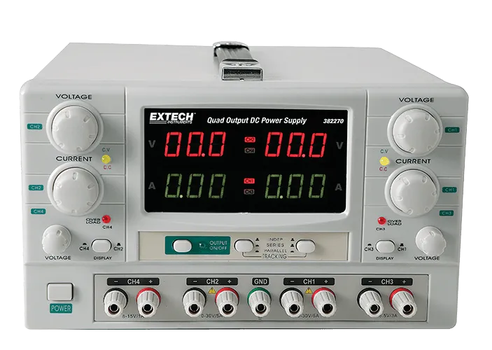 Extech 382270 Fuente de Potencia DC de Salida Cuádruple