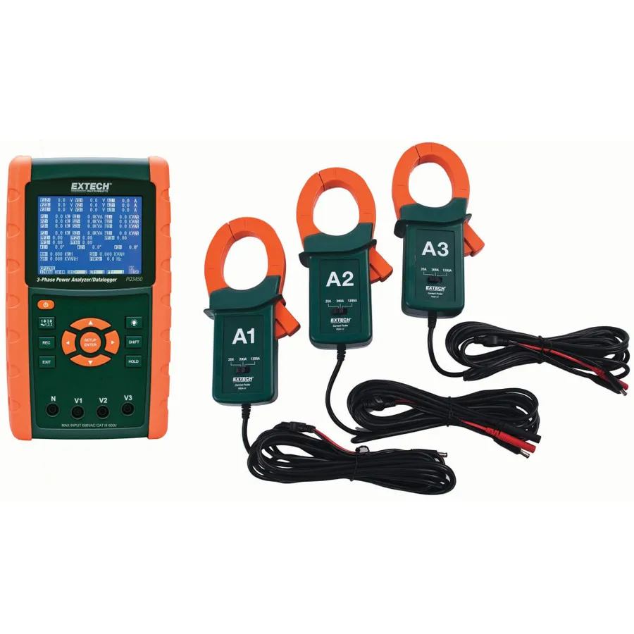 Kit Analizador/Datalogger de Potencia Extech PQ3450-12