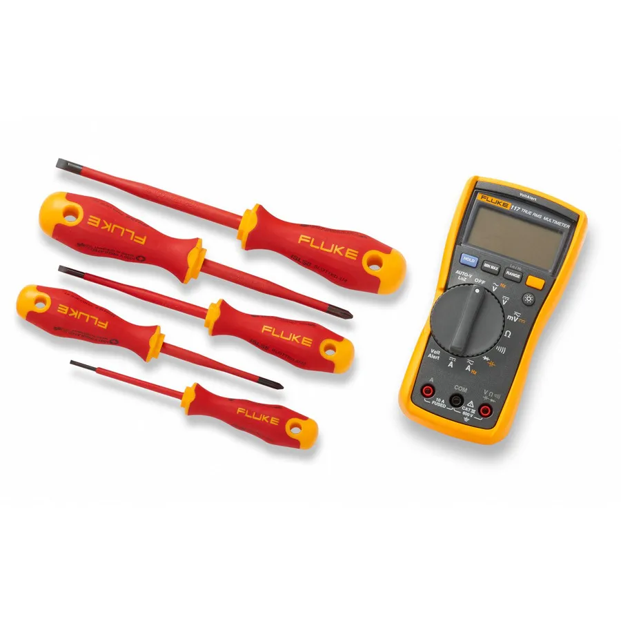Kit de inicio Fluke IB117K con multímetro digital 117 y herramientas manuales