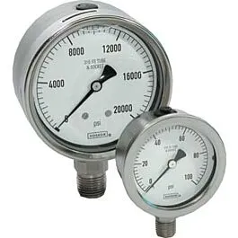 Manómetro de presión lleno de líquido de doble escala NOSHOK 60-510-20000-PSI/BAR de 6"