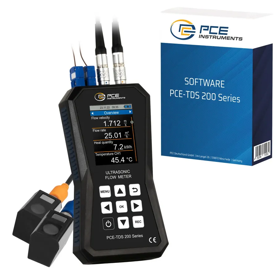 Medidor de flujo ultrasónico PCE Instruments PCE-TDS 200+ S-SW-KIT