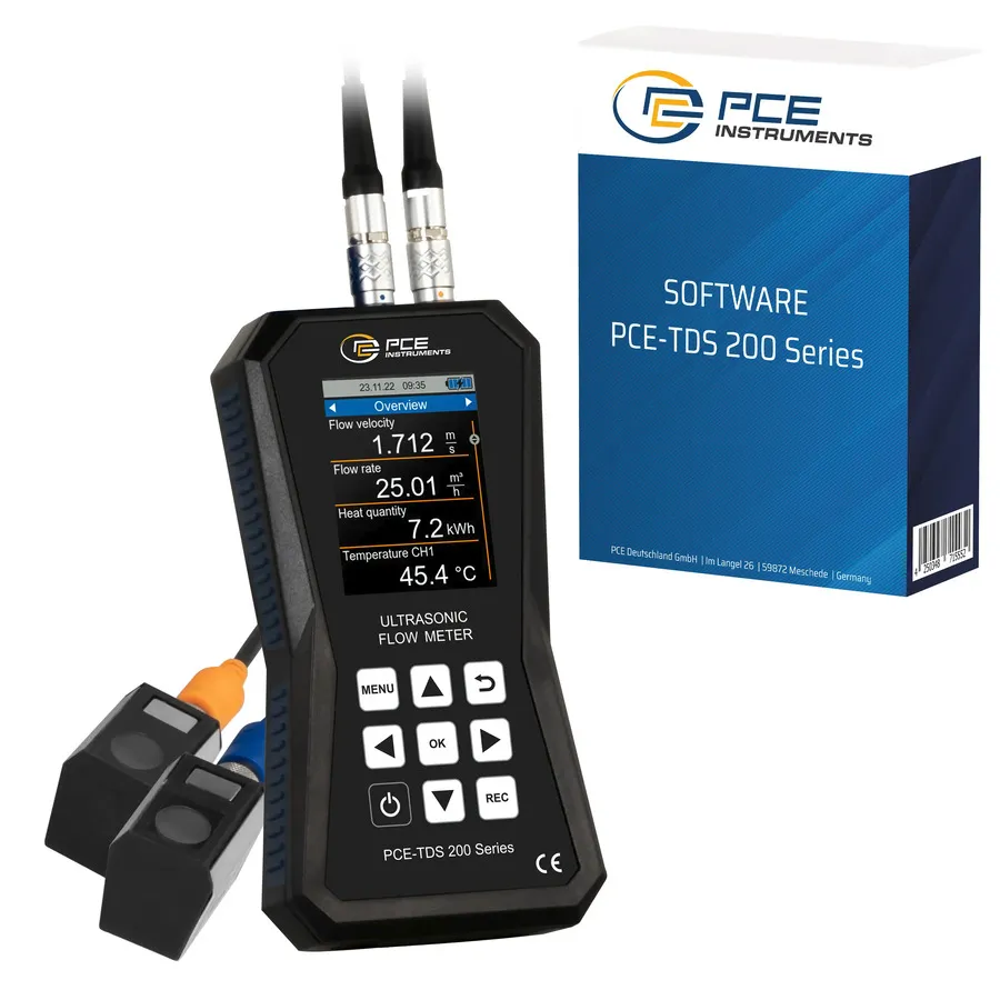 PCE Instruments PCE-TDS 200 S-SW-KIT Medidor de Flujo Ultrasónico con Software