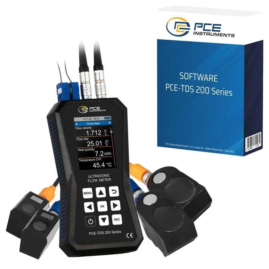 Medidor de flujo ultrasónico PCE Instruments PCE-TDS 200+ SM-SW-KIT