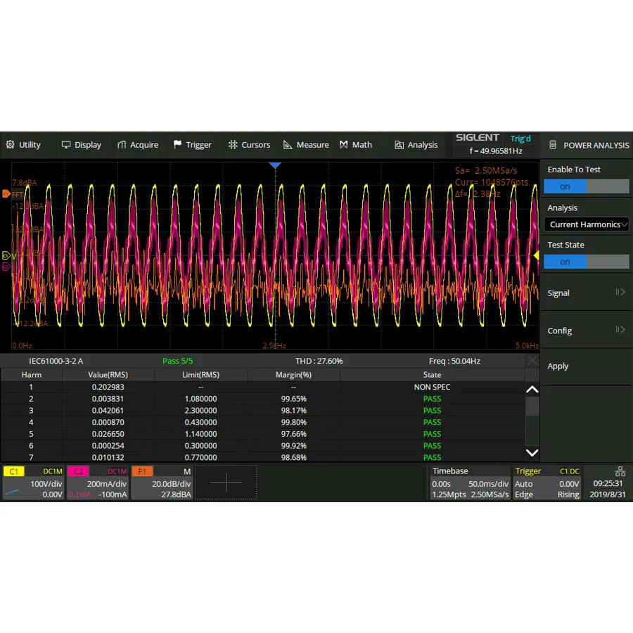 Siglent SDS-5000X-PA Opción de Análisis de Potencia para Osciloscopio