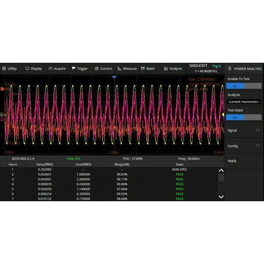 Software de Análisis de Potencia Siglent SDS3000HD-PA