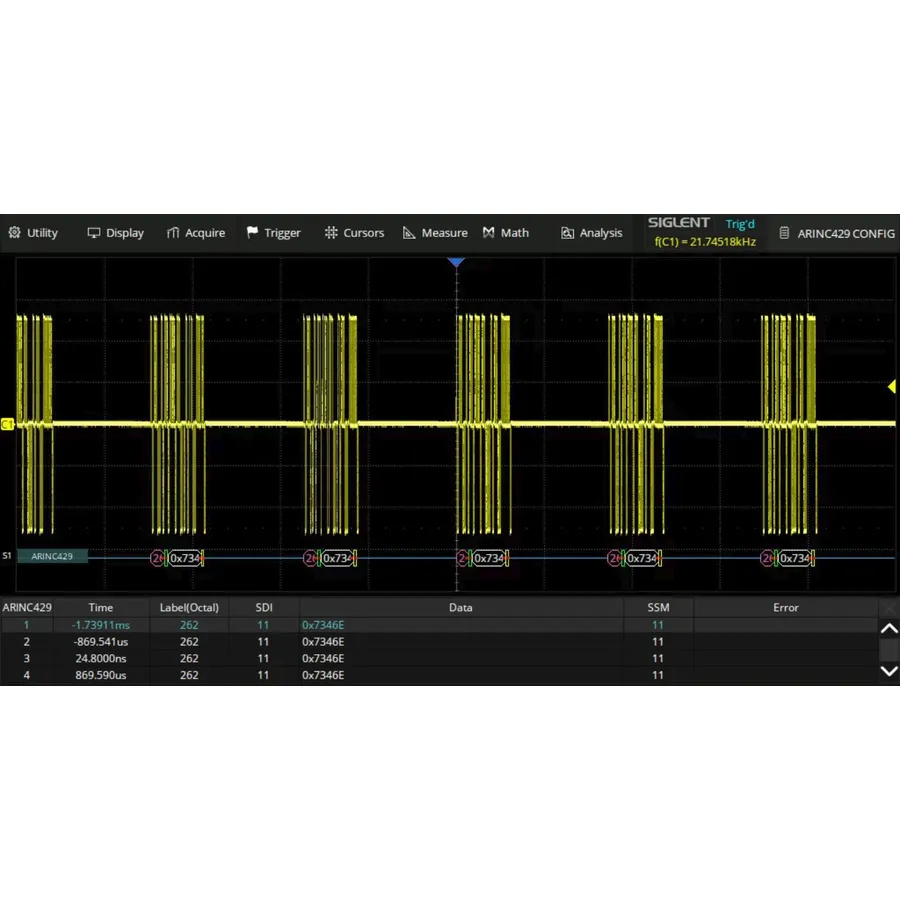 Software Siglent SDS5000HD-ARINC ARINC429 Trigger/Decode