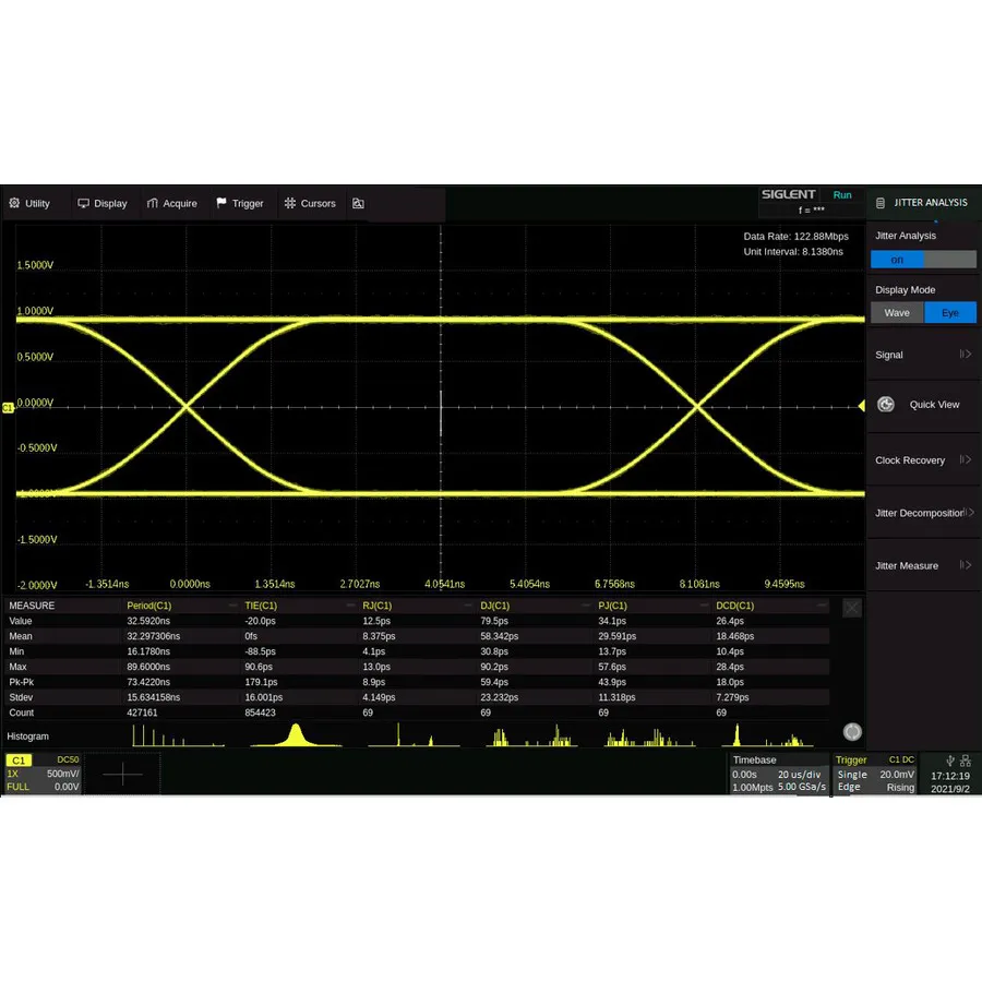 Opción de Análisis de Diagrama de Ojo/Jitter Siglent SDS6000L-EJ