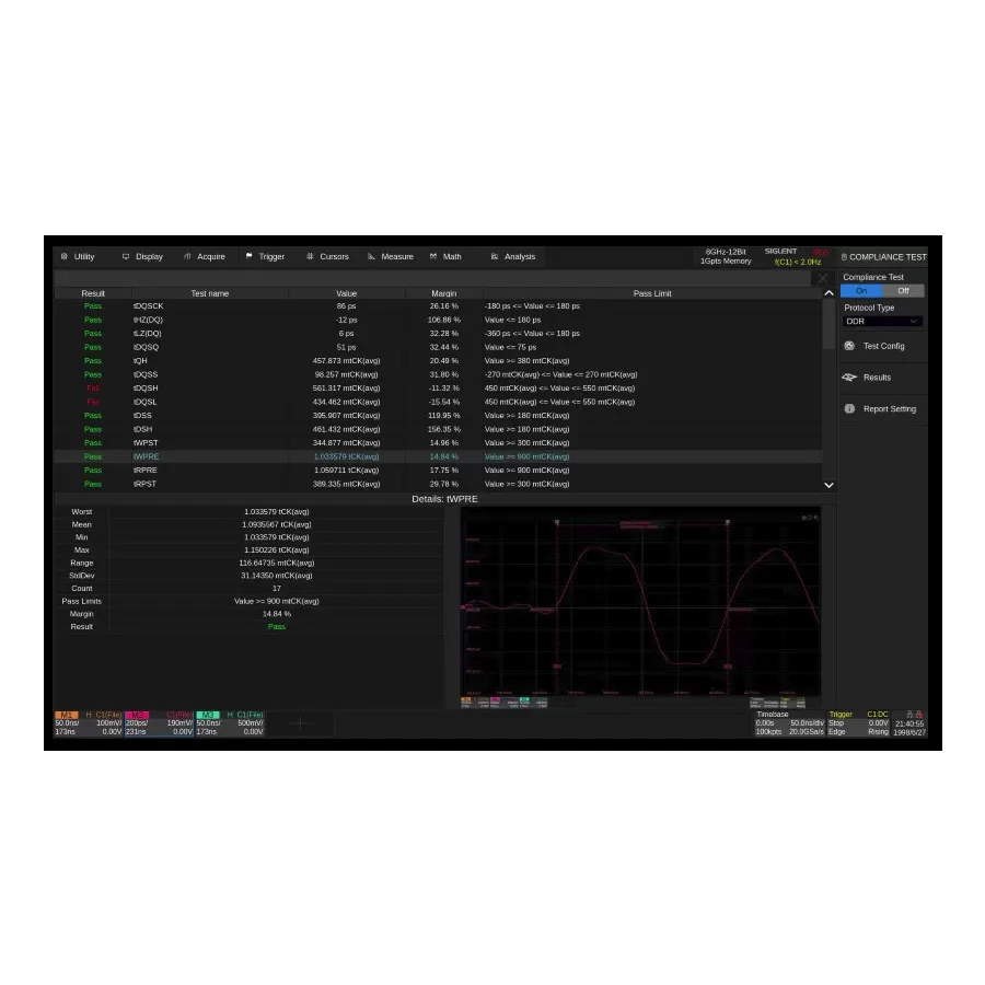 Software de Prueba de Conformidad Siglent SDS7000A-CT-DDR DDR2/DDR3