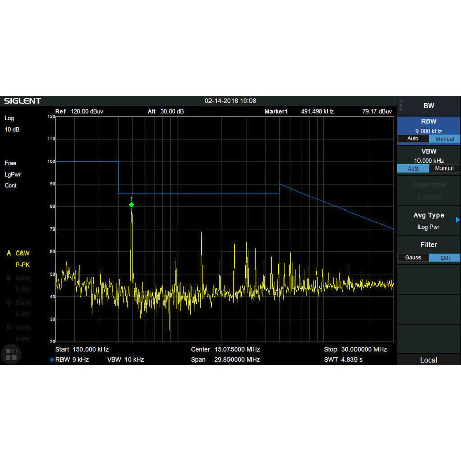 Opción de Filtro EMI y Detector Siglent SSA3000XR-EMI