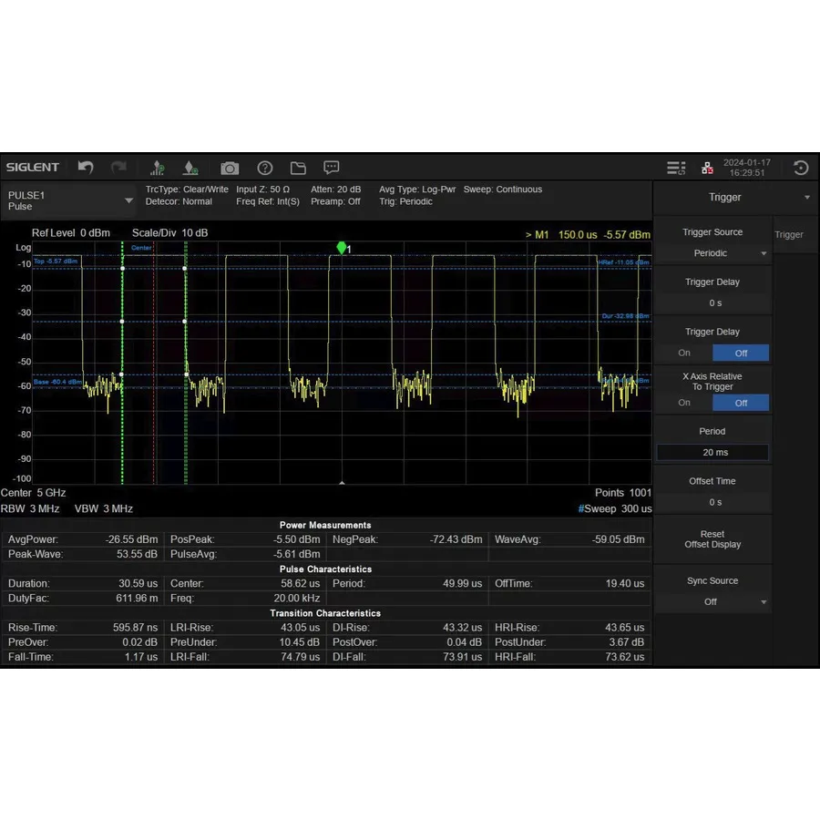 Software de Medición de Señal de Pulso Siglent SSA5000-PU